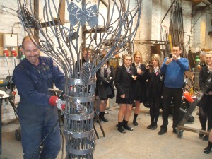 Pupils and teachers from St Ambrose RC Secondary School visit Luke Listers ,Blacksmith