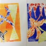 Relief prints inspired by Gillian Ayres