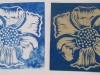 Lino prints with water based ink.