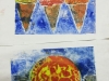2 Collographs with rollover . Alan Birch print workshops in school.