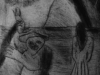 Image influenced by Munch woodcut and Goya etching.